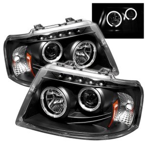 Ford Expedition Headlights - SPYDER - Halo LED Projector - Black - `03-`06