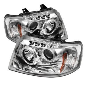 Ford Expedition Headlights - SPYDER - LED Halo Projector - Chrome - `03-`06