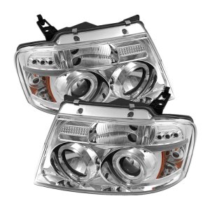 Ford F150 Headlights - SPYDER - Projector Version 2 LED Halo - Chrome - `04-`08