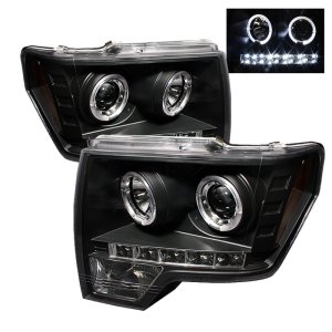 Ford F150 Headlight Set - Front - SPYDER - LED Halo Projector - Black - `09-`14