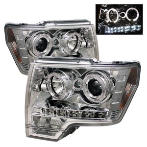 Ford F150 Headlights - SPYDER - Projector, LED Halo, Halogen Model - Chrome - `09-`14