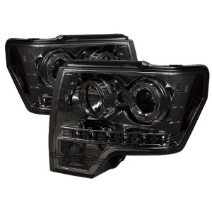 Ford F150 Headlights - SPYDER - LED Halo Projector - Halogen Model - Smoke - `09-`14