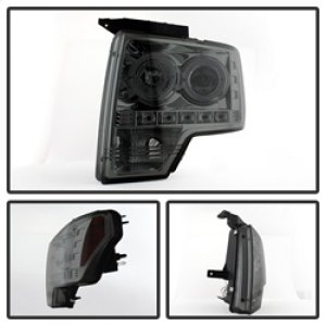 Ford F150 Headlights - SPYDER - LED Halo Projector - Halogen Model - Smoke - `09-`14