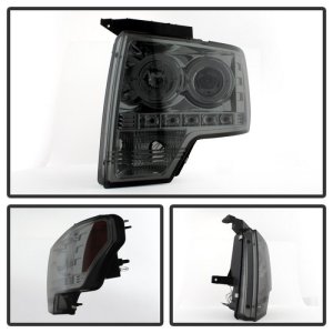 Ford F150 Headlights - SPYDER - LED Halo Projector - Halogen Model - Smoke - `09-`14