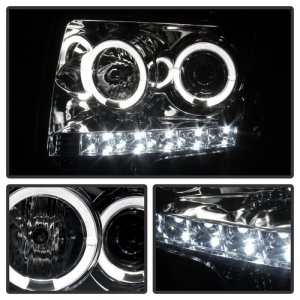 Ford F150 Headlights - SPYDER - LED Halo Projector - Halogen Model - Smoke - `09-`14