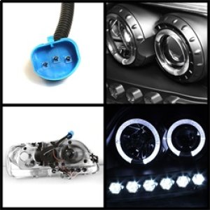 Ford F-150 Headlights - SPYDER - Projector - LED Halo Amber Reflector - Black - `97-`03 Ford F-150 Headlights - SPYDER - Projector - LED Halo Amber Reflector - Black - `97-`03