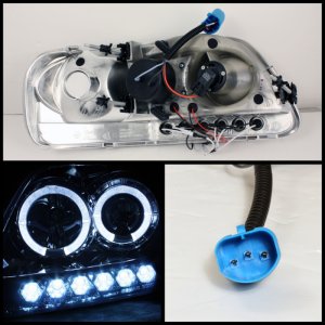 Ford F-150 Headlights - SPYDER - Projector - LED Halo Amber Reflector - Smoke - `97-`03