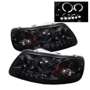 Ford F-150 Headlights - SPYDER - Projector - LED Halo Amber Reflector - Smoke - `97-`03