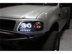 Ford F150 Headlights - SPYDER - CCFL Halo LED, Projector - Black - `97-`03