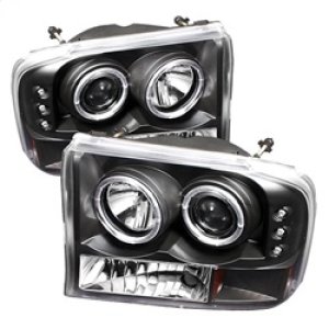 Ford F250 Super Duty Headlights - SPYDER - Projector Version 2 LED Halo - Black - `99-`04