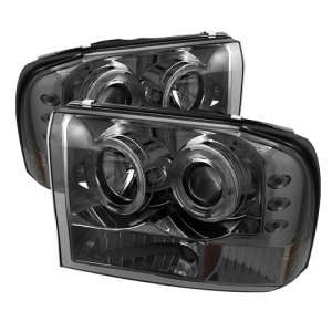 Ford F-250 Super Duty Headlights - SPYDER - Version 2 LED Halo - Smoke - Smoke - `99-`04