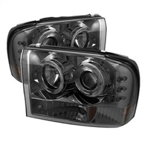 Ford F-250 Super Duty Headlights - SPYDER - Version 2 LED Halo - Smoke - Smoke - `99-`04