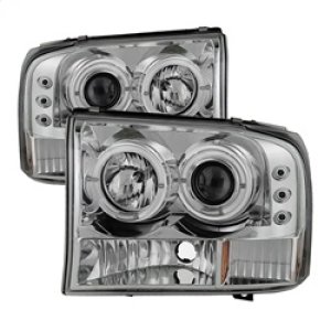 Ford F250 Super Duty Headlights - SPYDER - Version 2 LED Halo Projector - Chrome - `99-`04