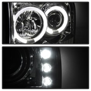 Ford F250 Super Duty Headlights - SPYDER - Version 2 LED Halo Projector - Chrome - `99-`04