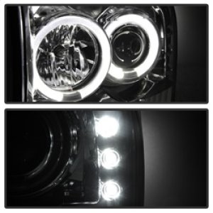 Ford F250 Super Duty Headlights - SPYDER - Version 2 LED Halo Projector - Chrome - `99-`04