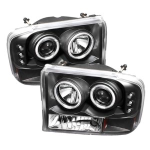Ford F250 Super Duty Headlights - SPYDER - Version 2 LED Halo Projector - Chrome - `99-`04