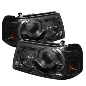 Ford Ranger Headlights - SPYDER - LED Halo Projector - Smoke - `01-`11
