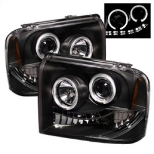 Ford F250 Super Duty Headlights - SPYDER - LED Halo Projector - Black - `05-`07