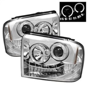 Ford F450 Headlights - SPYDER - Projector LED Halo - Chrome - `05-`07