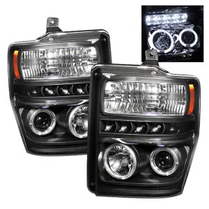 Ford F450 Super Duty Headlights - SPYDER - LED Halo Projector - Black - `08-`10