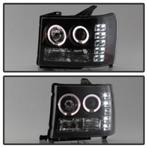 GMC Sierra 1500 Headlights - SPYDER - Projector LED Halo - Black - `08-`13