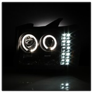 GMC Sierra 1500 Headlights - SPYDER - Projector LED Halo - Black - `08-`13