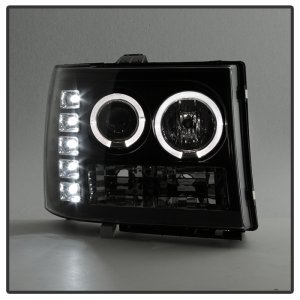 GMC Sierra 1500 Headlights - SPYDER - Projector LED Halo - Black - `08-`13