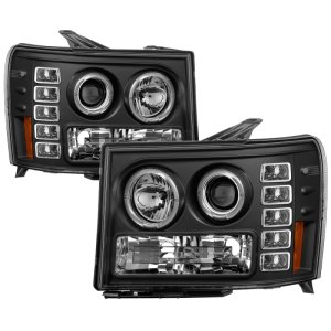 GMC Sierra 1500 Headlights - SPYDER - Projector LED Halo - Black - `08-`13