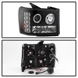 GMC Sierra Denali Headlights - SPYDER - Projector LED Halo - Black - `08-`13