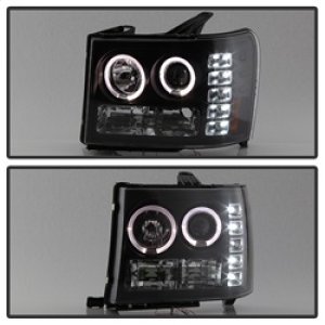 GMC Sierra Denali Headlights - SPYDER - Projector LED Halo - Black - `08-`13