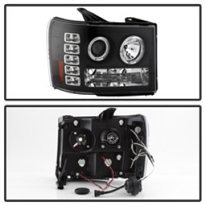 GMC Sierra Denali Headlights - SPYDER - Projector LED Halo - Black - `08-`13