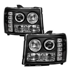 GMC Sierra Denali Headlights - SPYDER - Projector LED Halo - Black - `08-`13