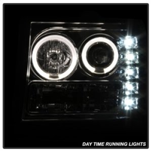 GMC Sierra 1500 Headlight Set - SPYDER - LED Halo - Chrome - `07-`13