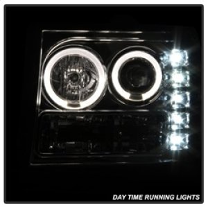 GMC Sierra 1500 Headlight Set - SPYDER - LED Halo - Chrome - `07-`13