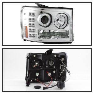 GMC Sierra 2500 Headlight Set - SPYDER - LED Halo - Chrome - `07-`13