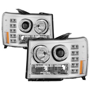 GMC Sierra 2500 Headlight Set - SPYDER - LED Halo - Chrome - `07-`13
