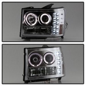 GMC Sierra 2500 Headlight Set - SPYDER - LED Halo - Chrome - `07-`13
