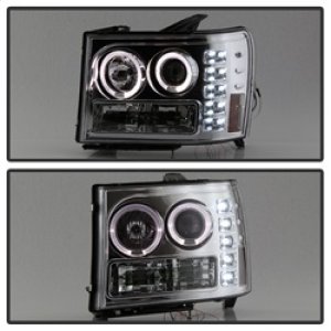 GMC Sierra 3500 Headlight Set - SPYDER - LED Halo - Chrome - `07-`13