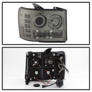GMC Sierra 2500 Headlights - SPYDER - Projector LED Halo - Smoke - `07-`13