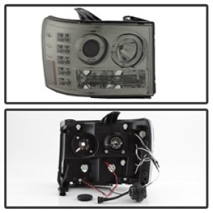 GMC Sierra 3500 Headlights - SPYDER - Projector LED Halo - Smoke - `07-`13