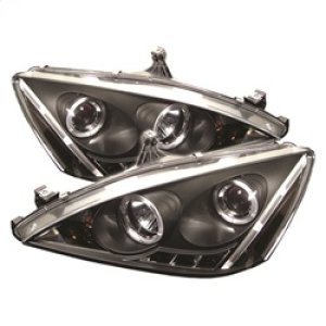 Honda Accord Headlights - SPYDER - LED Halo Amber Reflector - Black - `03-`07