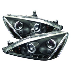 Honda Accord Headlights - SPYDER - LED Halo Amber Reflector - Black - `03-`07 Honda Accord Headlights - SPYDER - LED Halo Amber Reflector - Black - `03-`07