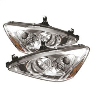 Honda Accord Headlights - SPYDER - LED Halo Amber Reflector - Chrome - `03-`07