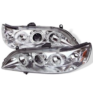 Honda Accord Projector Headlights - SPYDER - LED Halo with Amber Reflector - Chrome - `98-`02 Honda Accord Projector Headlights - SPYDER - LED Halo with Amber Reflector - Chrome - `98-`02