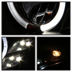 Infiniti G35 Headlights - SPYDER - Projector Halogen - LED Halo DRL - Black - `03-`07