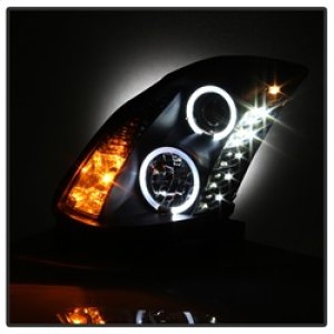 Infiniti G35 Headlights - SPYDER - Projector Halogen - LED Halo DRL - Black - `03-`07