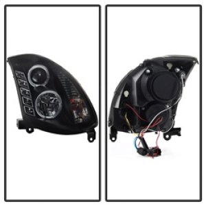 Infiniti G35 Headlights - SPYDER - Projector Halogen - LED Halo DRL - Black - `03-`07