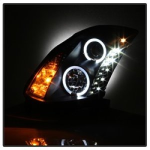 Infiniti G35 Headlights - SPYDER - Projector Halogen - LED Halo DRL - Black - `03-`07