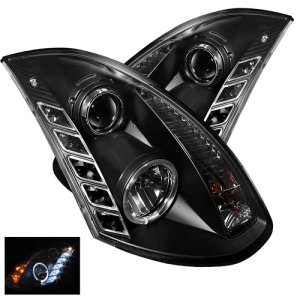 Infiniti G35 Headlights - SPYDER - Projector Halogen - LED Halo DRL - Black - `03-`07