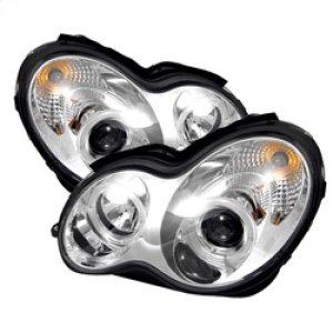 Mercedes-Benz C-Class Headlights - Front - SPYDER - Halogen-LED Halo Projector - Chrome - `01-`05